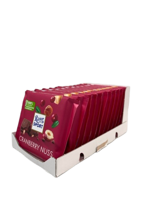 Шоколад молочный Ritter Sport лесной орех и клюква, 100г