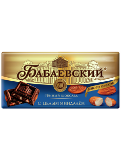 Шоколад Бабаевский темный с цельным миндалем, 90г