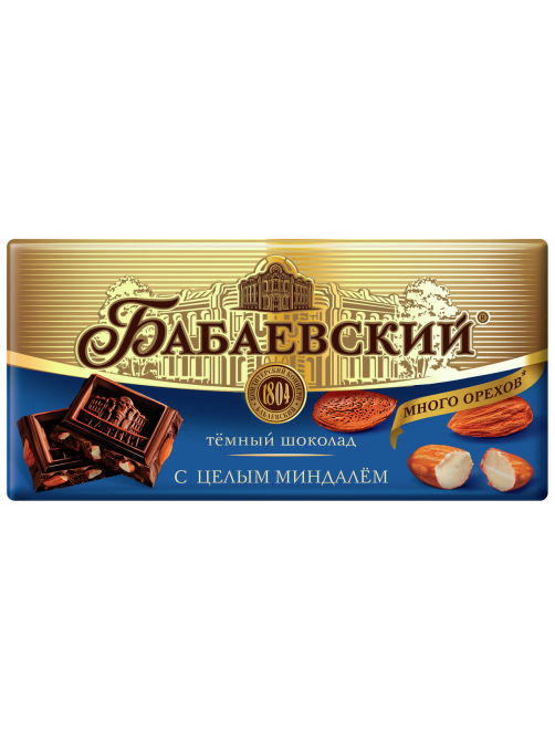 Шоколад Бабаевский темный с цельным миндалем, 90г