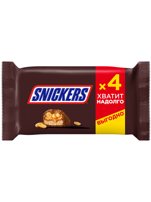 Батончик шоколадный Snickers 40г х 4шт, 160г