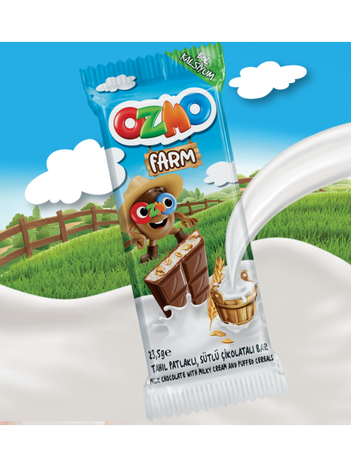 Шоколад Ozmo Farm молочный с молочной начинкой и злаками, 23.5г х 24 шт