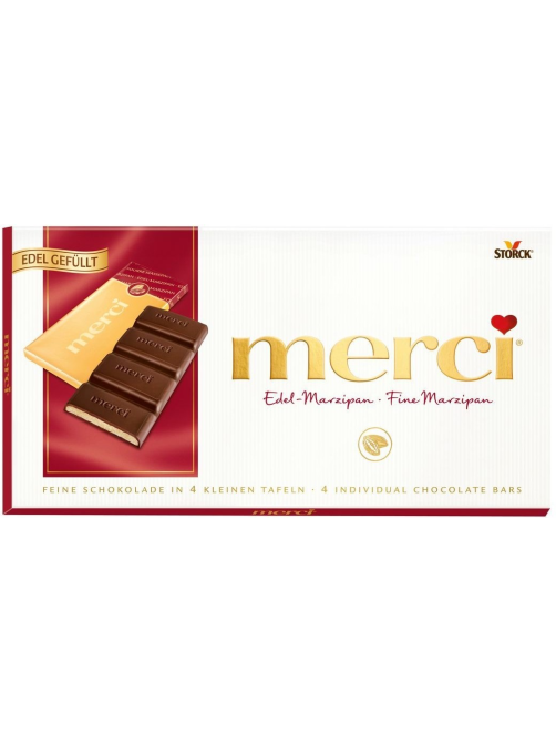 Шоколад Merci темный с начинкой из восхитительного марципана, 112г