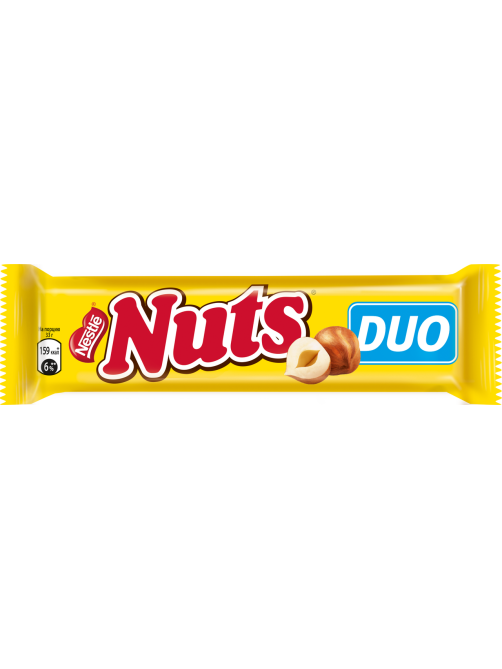 Шоколадный батончик Nuts DUO с фундуком, 66г