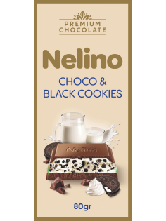 Шоколад Nelino молочный с печеньем и молочной начинкой, 80г