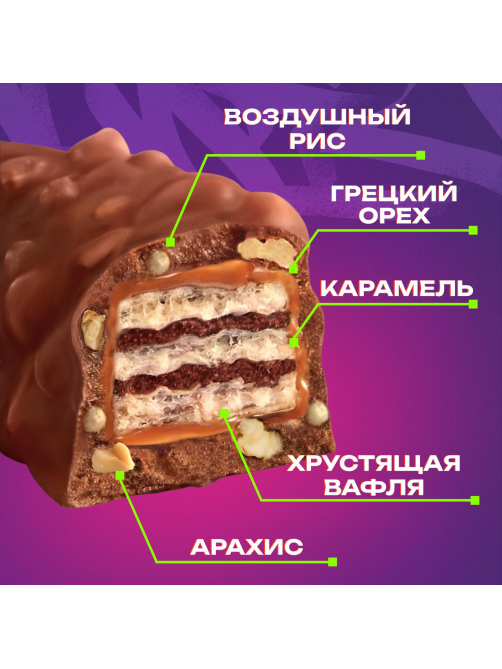 Батончик шоколадный Picnic грецкий орех, 52г