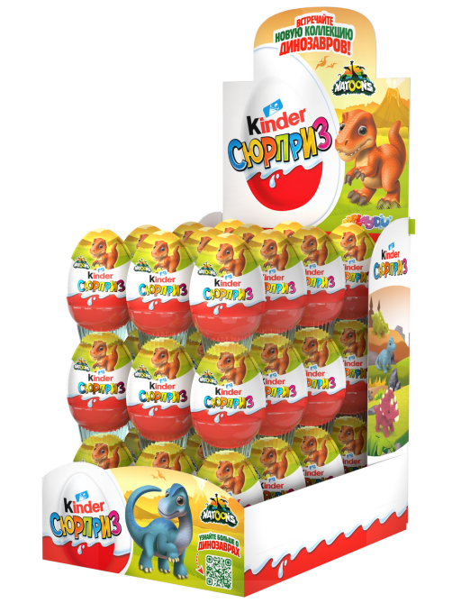 Шоколадное яйцо Kinder Сюрприз из молочного шоколада и игрушкой внутри коллекция Natoons, 20г x 36 шт