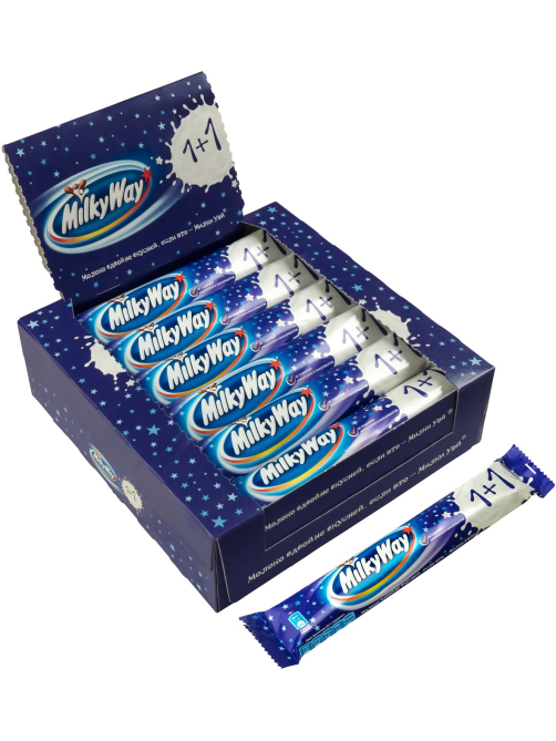 Батончик шоколадный Milky Way 1+1, 52г x 18 шт