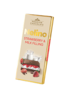 Шоколад Nelino Excellence молочный с клубникой и молочной начинкой, 85г