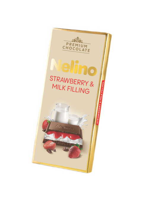 Шоколад Nelino Excellence молочный с клубникой и молочной начинкой, 85г