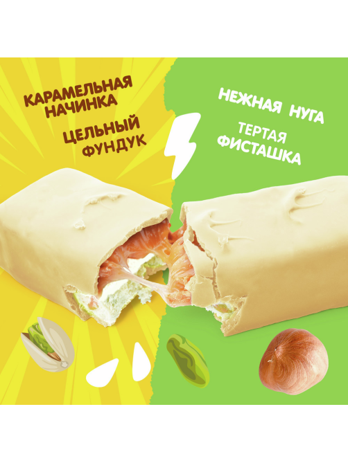 Шоколадный батончик Nuts Фундук-фисташка, 47г