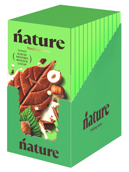 Шоколад N Nature молочный с фундуком, 70г