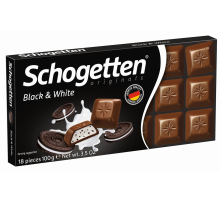Шоколад молочный Schogetten Black&White с кусочками печенья, 100г