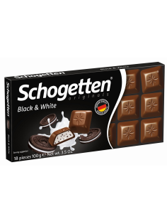 Шоколад молочный Schogetten Black&White с кусочками печенья, 100г