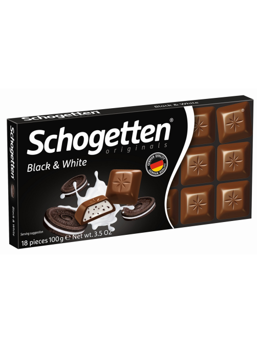 Шоколад молочный Schogetten Black&White с кусочками печенья, 100г