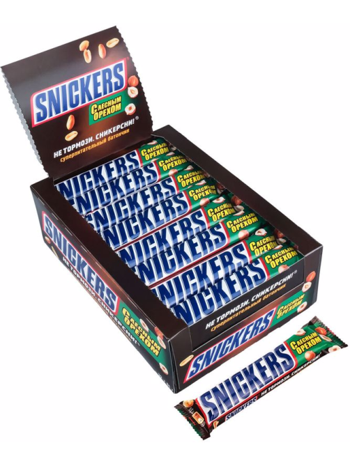 Батончик шоколадный Snickers Лесной Орех, 81г x 32 шт