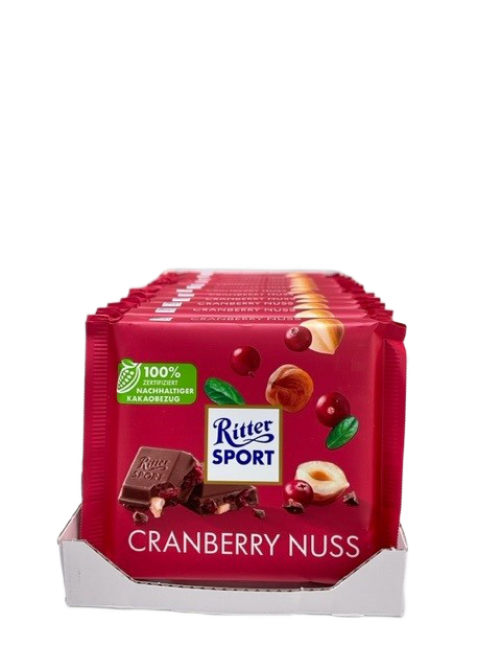 Шоколад молочный Ritter Sport лесной орех и клюква, 100г