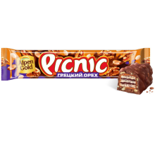 Батончик шоколадный Picnic грецкий орех, 52г