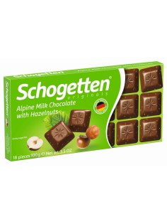 Шоколад молочный Schogetten Альпийский с фундуком, 100г