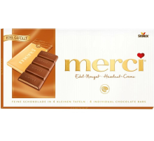 Шоколад Merci молочный с нежной орехово-кремовой начинкой, 112г