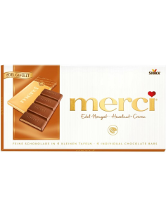 Шоколад Merci молочный с нежной орехово-кремовой начинкой, 112г