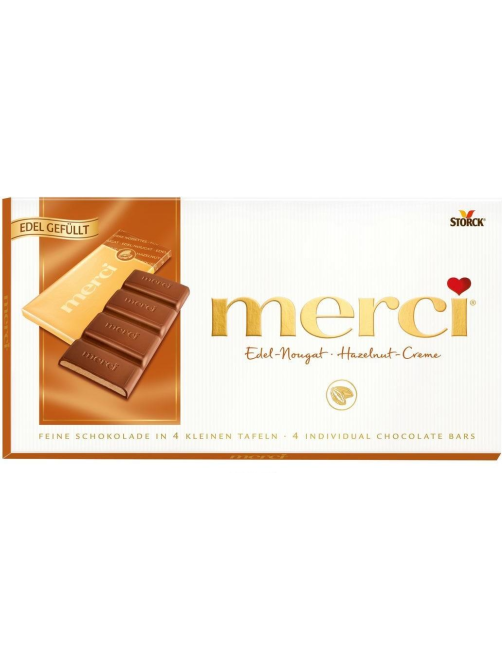 Шоколад Merci молочный с нежной орехово-кремовой начинкой, 112г