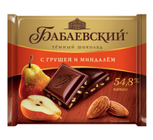 Шоколад Бабаевский темный груша и миндаль, 70г