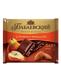 Шоколад Бабаевский темный груша и миндаль, 70г