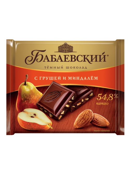 Шоколад Бабаевский темный груша и миндаль, 70г