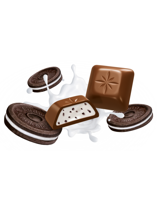 Шоколад молочный Schogetten Black&White с кусочками печенья, 100г