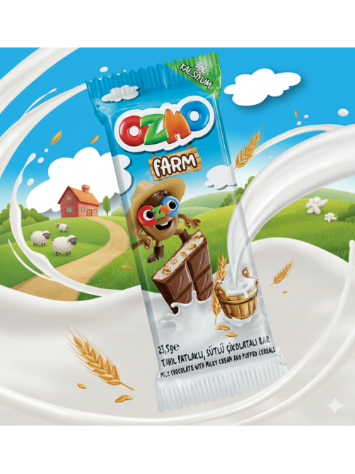Шоколад Ozmo Farm молочный с молочной начинкой и злаками, 23.5г х 24 шт