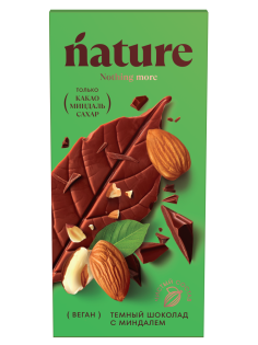 Шоколад N Nature темный с миндалем веган, 70г