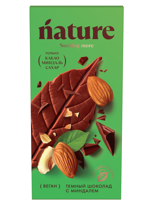 Шоколад N Nature темный с миндалем веган, 70г