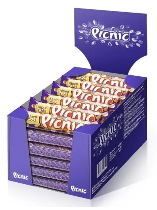 Батончик шоколадный Picnic грецкий орех, 52г x 35 шт