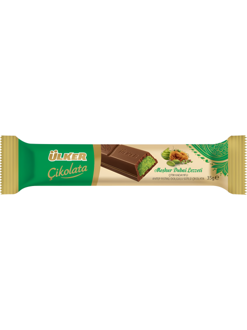 Шоколад Ulker Dubai молочный с фисташковой начинкой и кадаифом, 35г