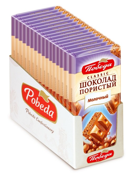 Шоколад Победа вкуса молочный пористый, 65г