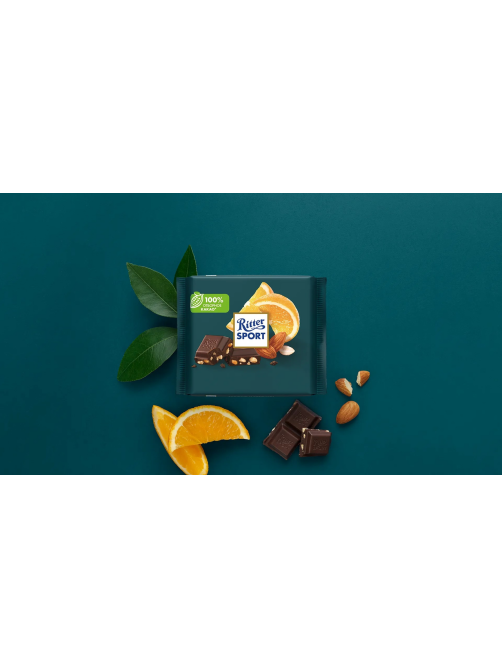 Шоколад Ritter Sport темный миндаль и апельсин, 100г