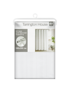 Tarrington House Штора для ванной белая жаккард прозрачные кольца, 180 x 200см