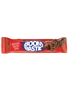 Вафля Boombastic в молочном шоколаде с ореховой начинкой и хрустящим рисом, 32г