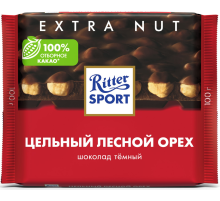 Шоколад Ritter Sport темный Цельный лесной орех, 100г