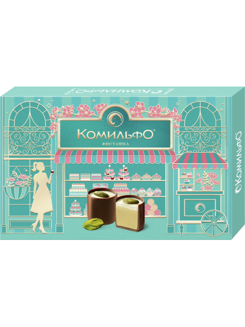 Набор шоколадных конфет Комильфо с двухслойной начинкой со вкусом фисташки, 116г