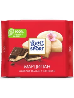 Шоколад Ritter Sport темный марципан, 100г