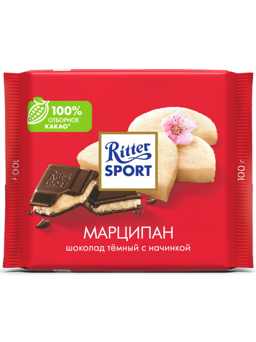Шоколад Ritter Sport темный марципан, 100г