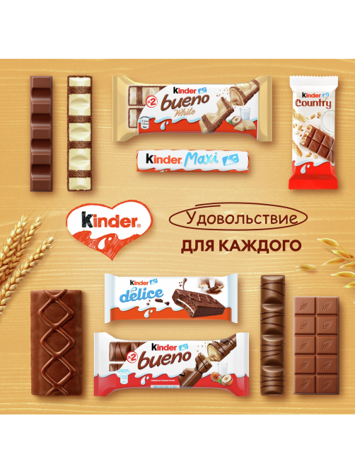 Шоколад Kinder Country молочный со злаками, 94г