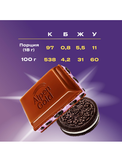 Шоколад Alpen Gold Oreo Черничная поляна молочный, 85г