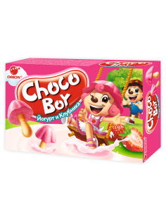 Печенье Orion Choco Boy Грибочки со вкусом йогурта и клубники, 40г