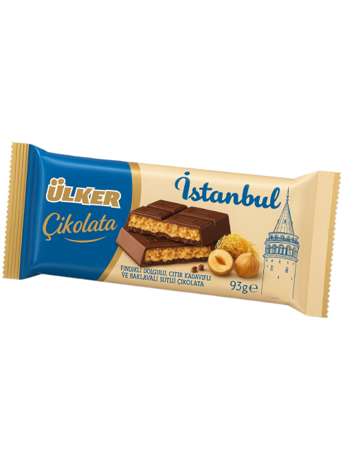 Шоколад Ulker Istanbul молочный с фундуком, кадаифом и пахлавой, 93г