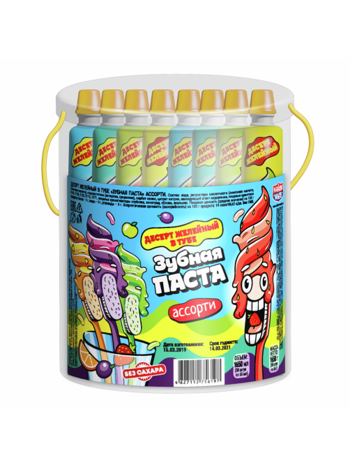 Десерт желейный Канди клаб Зубная паста ассорти, 55г x 30 шт