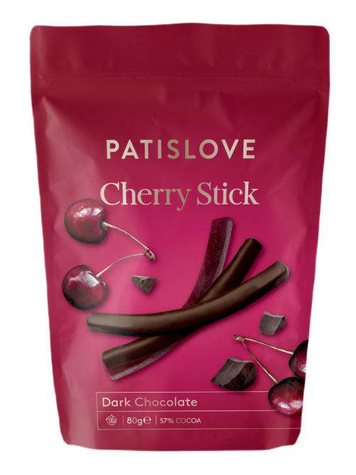 Палочки Patislove вишневые в темном шоколаде, 80г
