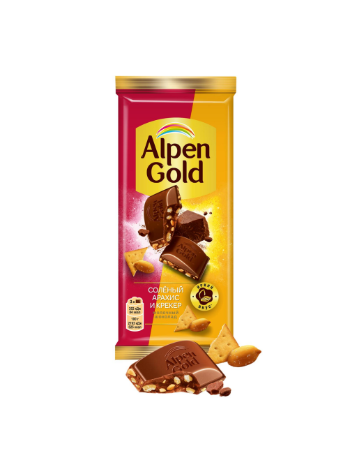 Шоколад молочный Alpen Gold соленый арахис-крекер, 80г