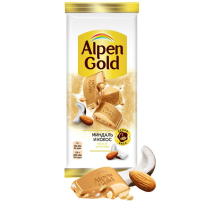 Шоколад белый Alpen Gold Миндаль-кокос, 80г